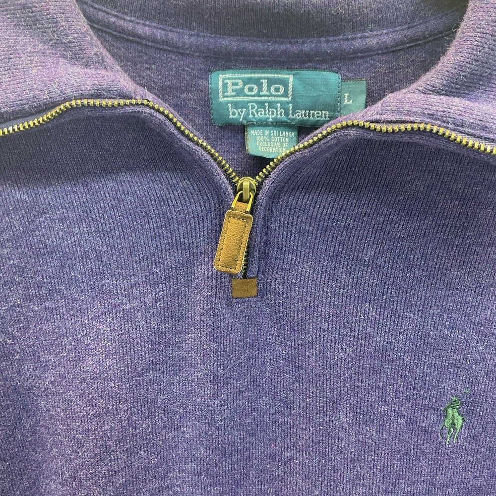 Polo by Ralph Lauren Purple 1/4 Zip Pullover Sweatshirt Sweater Mens L Classic - Picture 3 of 11